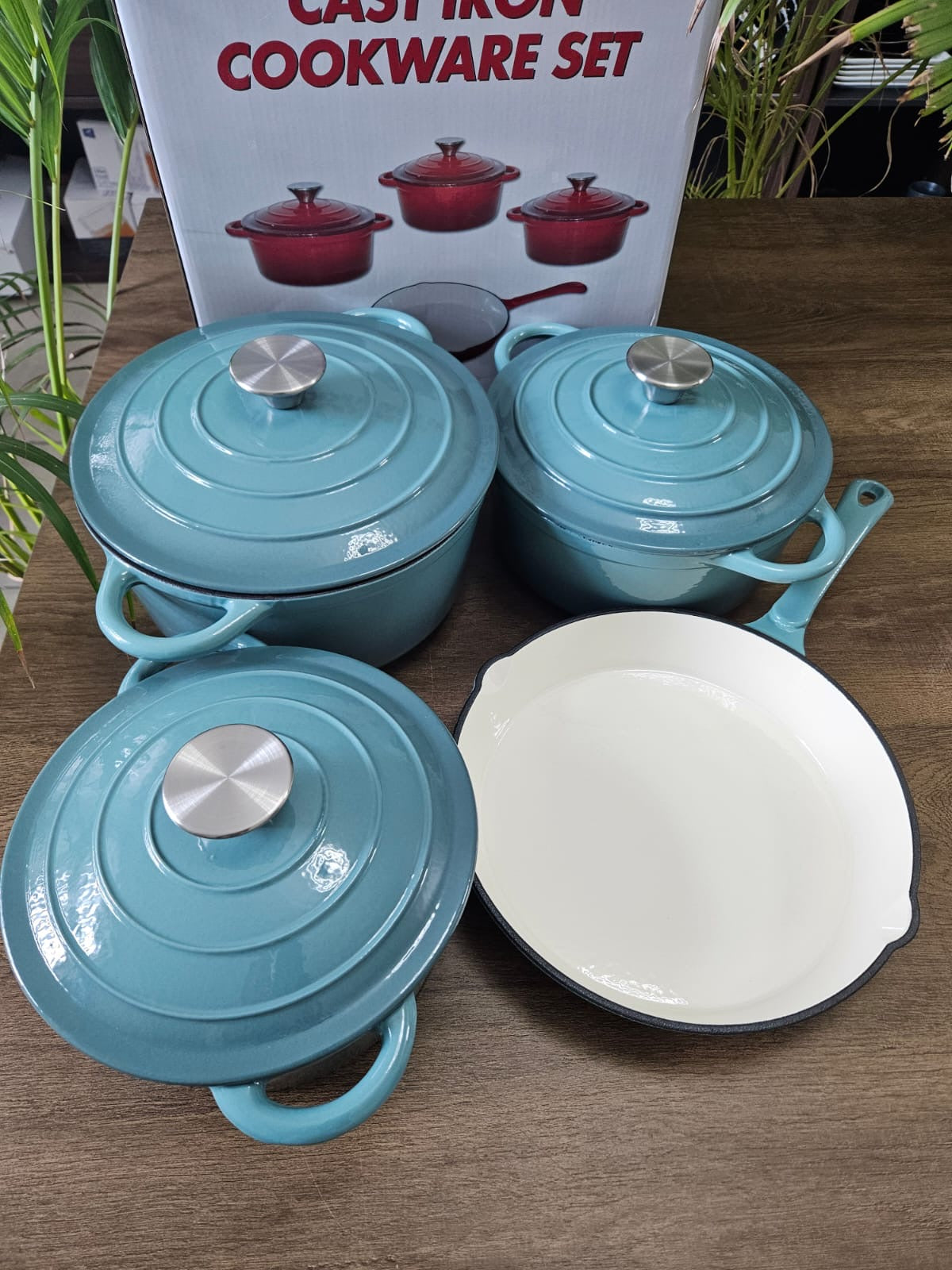 7 PCS Enamel Cast Iron Cooking Pots Set  Non-Toxic, Oven-Safe Pots for Kenyan Kitchens