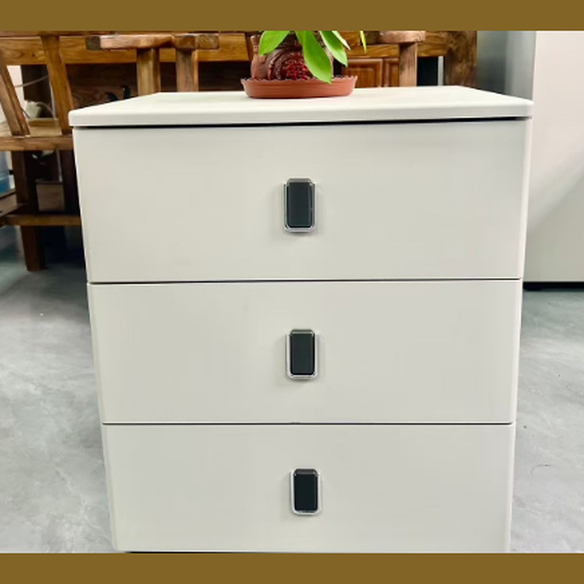 Bedside Table 3 Drawer Light Grey 48x40x56cm