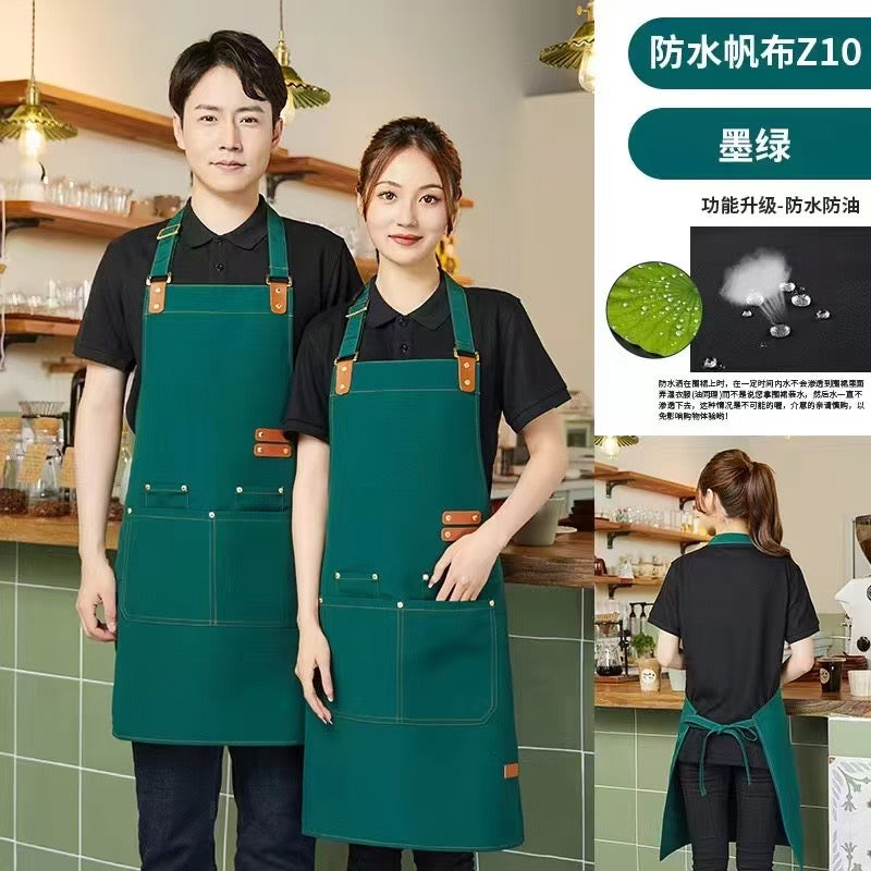 Canvas Chef Apron Cross Back Apron for Men and Women with Adjustable Straps and Large Pockets Canvas Apron