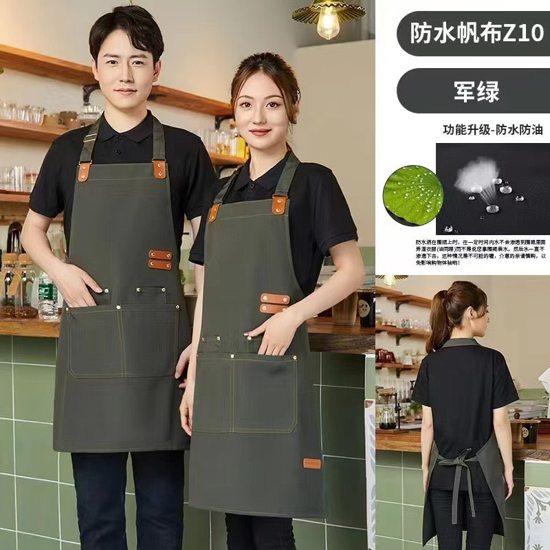 Canvas Chef Apron Cross Back Apron for Men and Women with Adjustable Straps and Large Pockets Canvas Apron