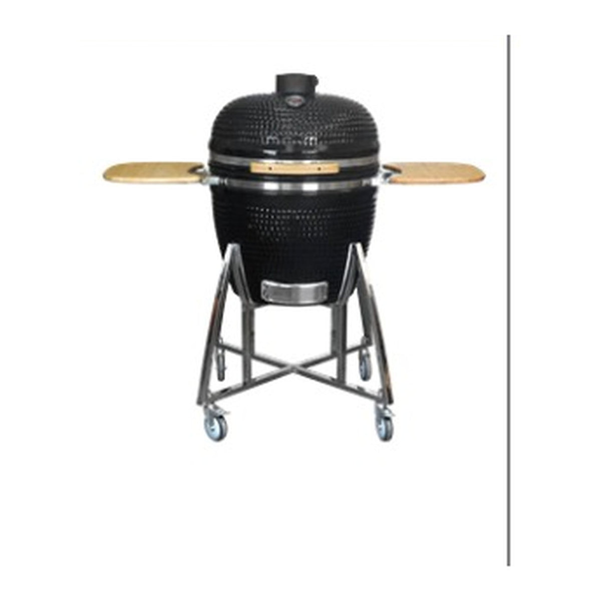 24 Inch Kamado Ceramic Charcoal BBQ Grill & Smoker with Side Tables and Cart (TB-24)