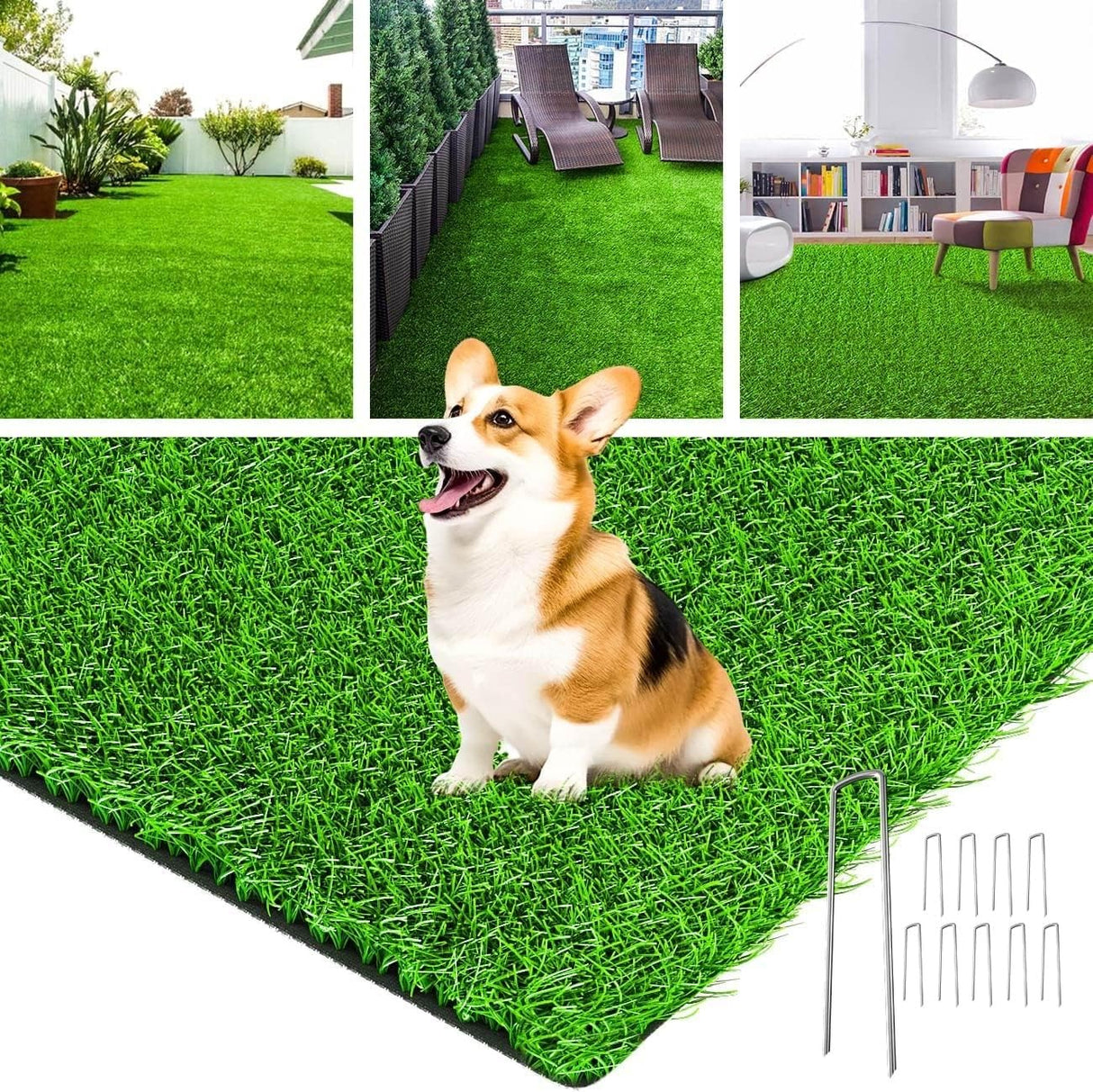Premium Realistic Artificial Grass Rug Indoor Outdoor, Grass 30mm 2 meter square