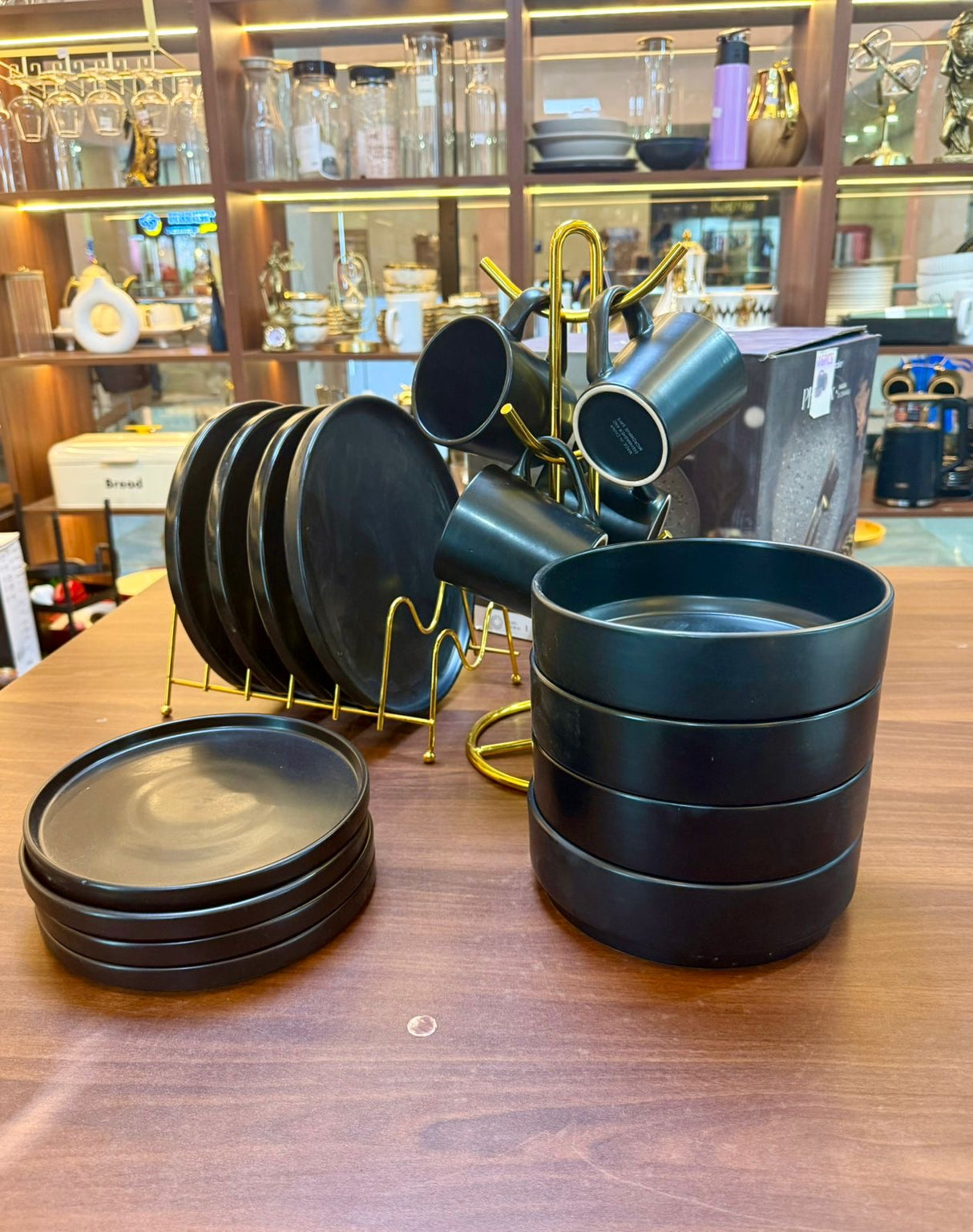 16-Piece Black Ceramic Dinner Set | Elegant Stoneware Plates, Bowls & Cups | Homelux Kenya
