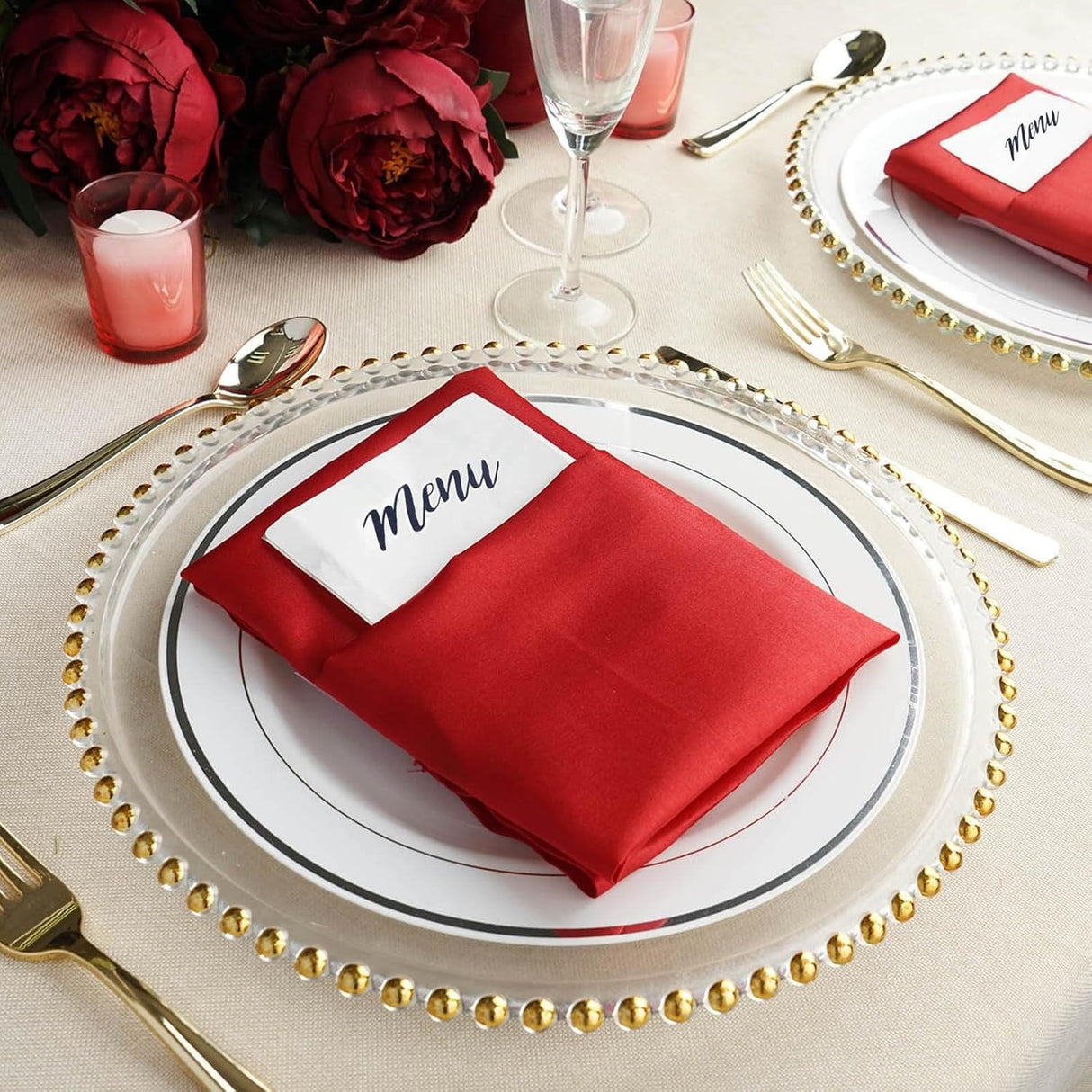 Clear Gold 13" Round Glass Charger Plates Scalloped Rim Party Events Tableware