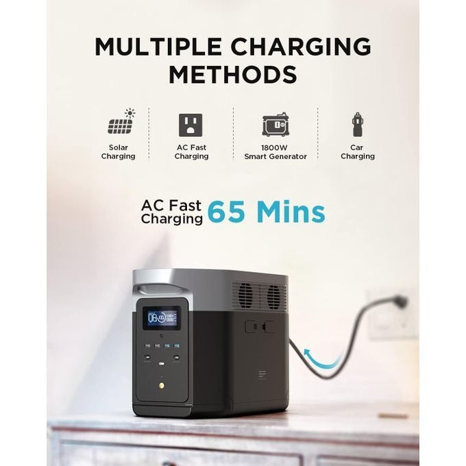 EcoFlow DELTA Max (2000) Portable Solar Generator – 2016Wh LiFePO4 Battery, 2400W AC Output, Expandable Capacity for Home Backup & Outdoor Use