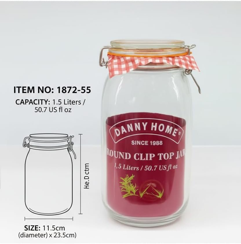 Danny Home Bon Appetit Mason Clip Glass Jar 1L, 1.5L & 2L Kenya