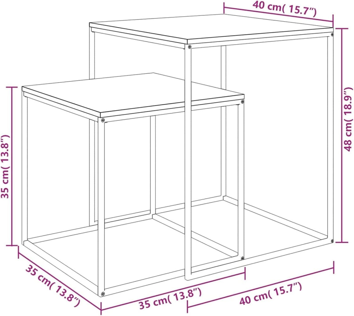 2-Piece Coffee Table & End Table Set – Engineered Wood & Metal