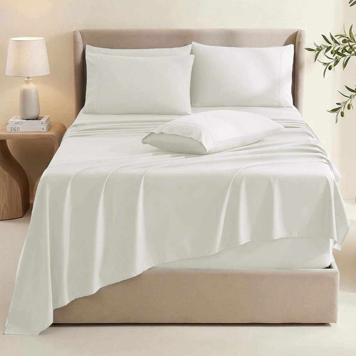 Cotton Bed Sheet Set – 4 Piece Deep Pocket Fitted & Flat BedSheet
