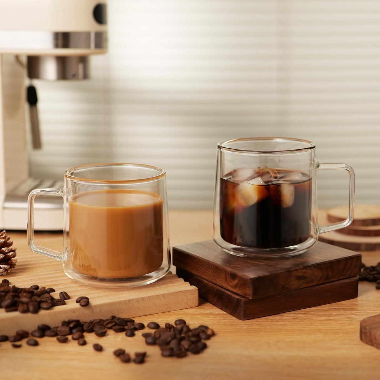 430ml Danny Home Double Wall Clear Glass Coffee & Tea Mug Set (2 Pcs)