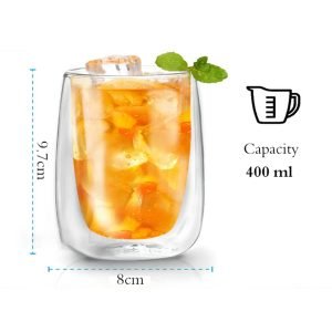 200ml Danny Home Double Walled Cappuccino Glasses Set (2 Pcs)