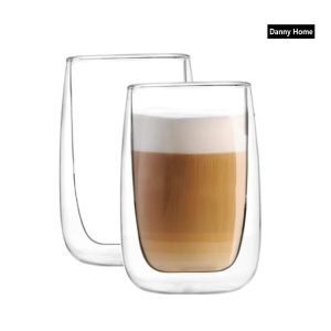 300ml 2-Pcs Danny Home Borosilicate Double Walled Cappuccino Glasses Set