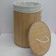 Foldable Round Bamboo Laundry Basket with Lid & Handle Kenya