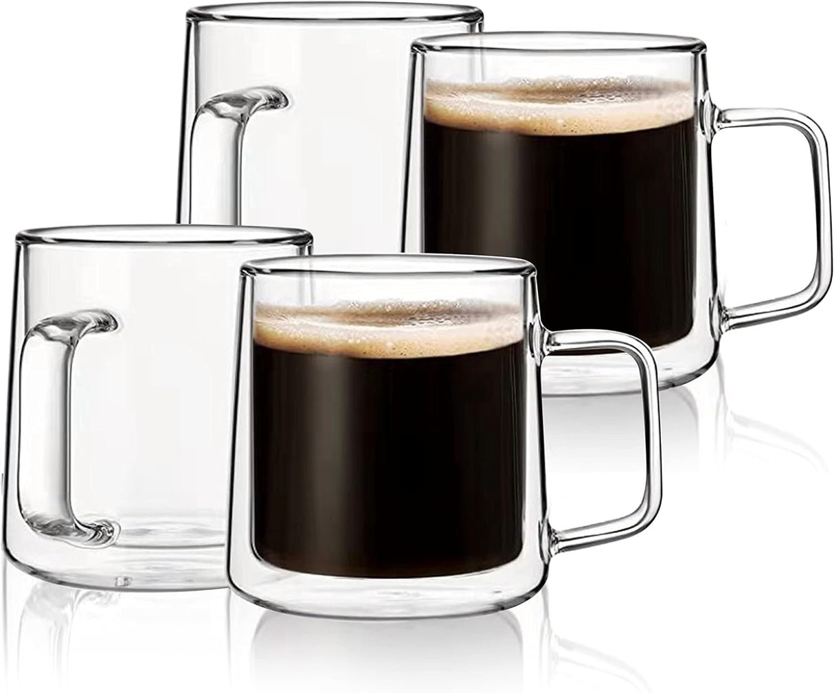 250ml Danny Home Double Walled Glass Mug with Handle (2 Pcs)