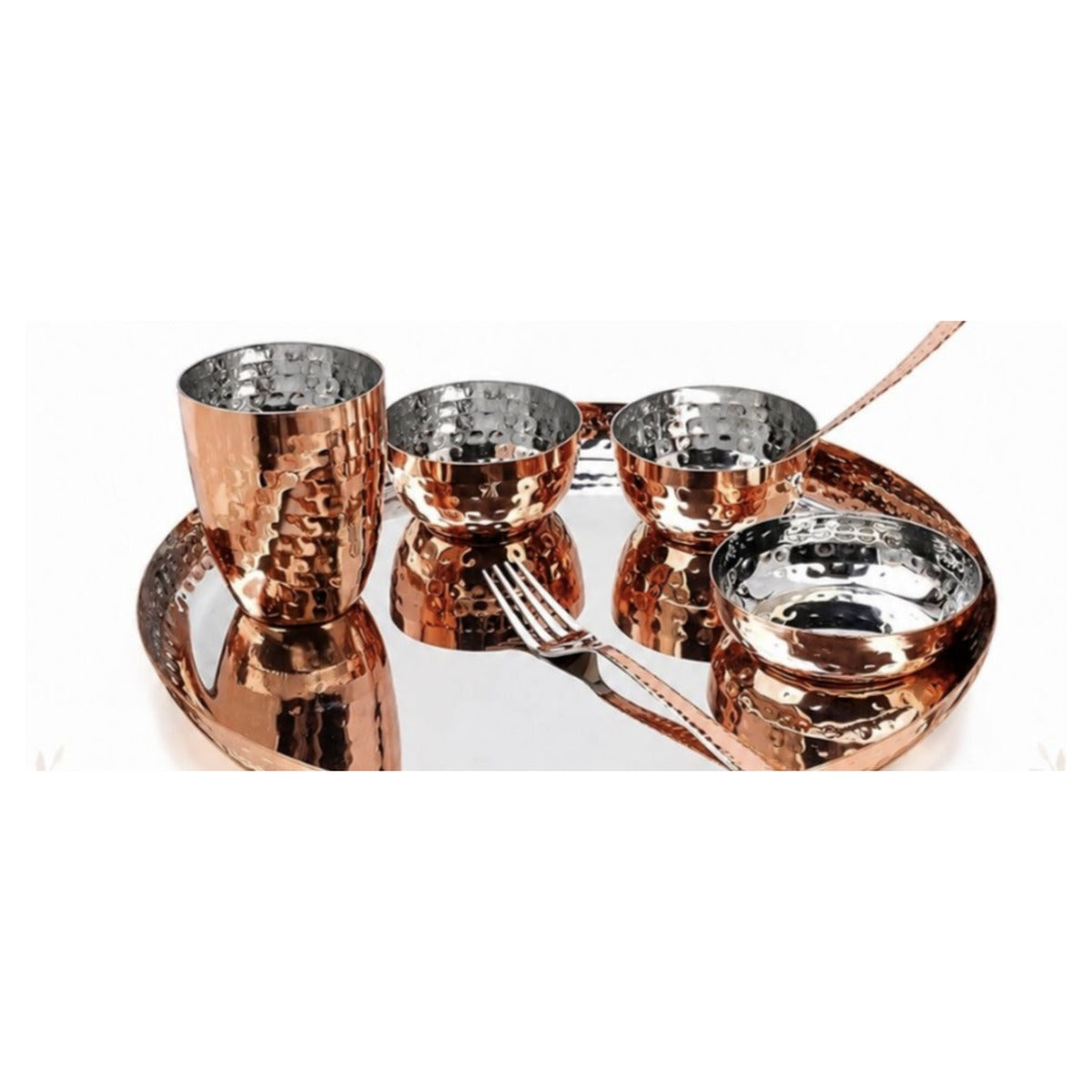 Divine Touch Hammered Copper Dinner Set, 7 Piece