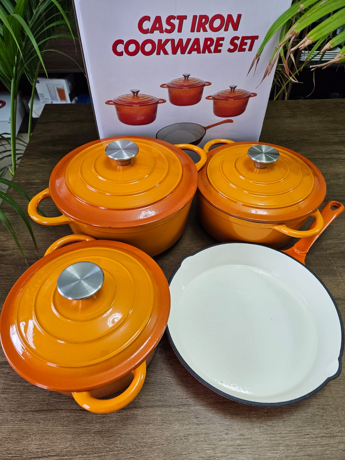 7 PCS Enamel Cast Iron Cooking Pots Set  Non-Toxic, Oven-Safe Pots for Kenyan Kitchens