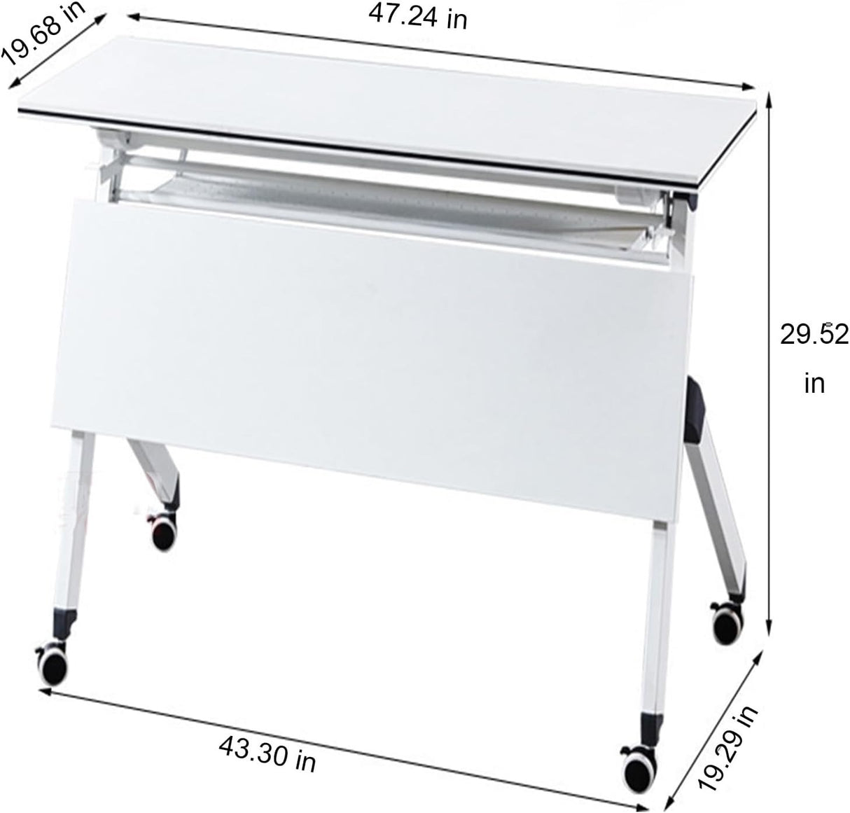 Foldable Movable Study Desk Table laptop stand With Wheels