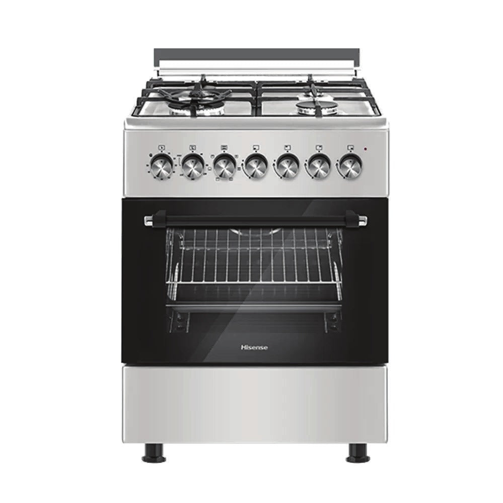 Hisense HF631GEES 60x60cm free standing cooker, 3 gas burners, 1 electric plate, stainless steel