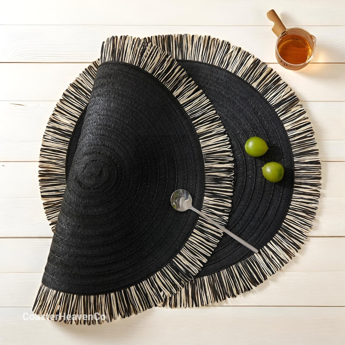 Round Braided Table Mats 38cm Heat Resistant Placemats for Dining Table Set of 6