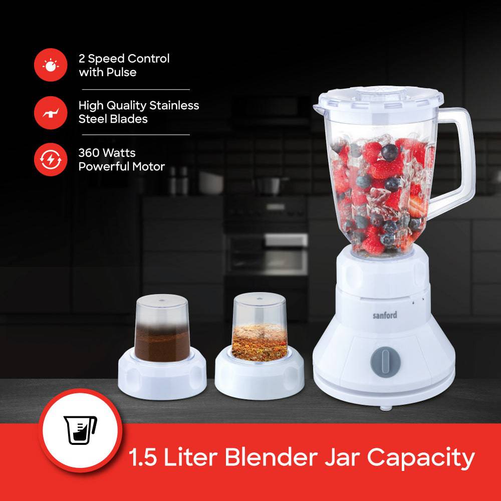 Sanford 800W 3-in-1 Hand Blender & Mixer | Turbo Speed | Stainless Steel Blades | 1.5L Jar | 2-Speed Control