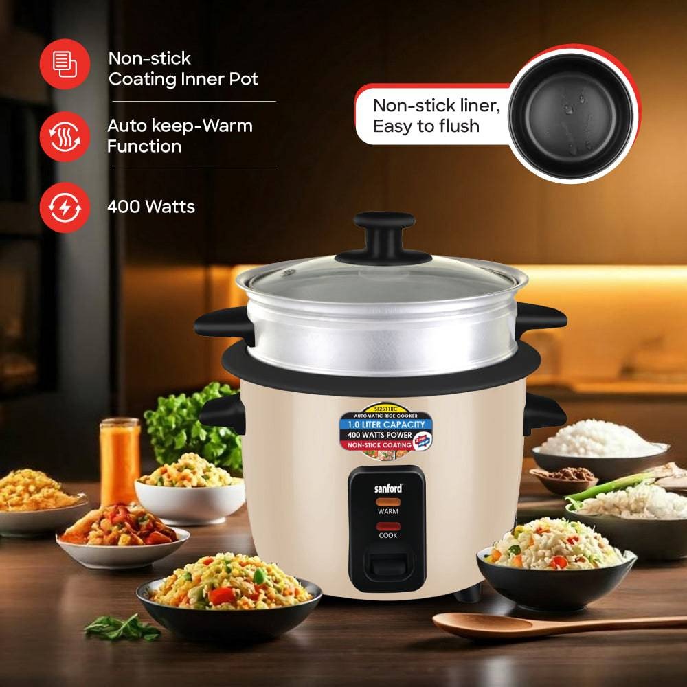 Sanford 1.0L Electric Rice Cooker With Steamer