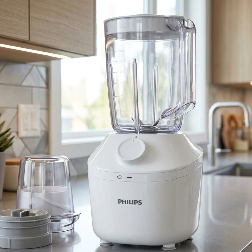 Philips 3000 Series Blender 450W - 1.9L Plastic Jar, 1 Speed + Pulse, ProBlend System, Durable Stainless Steel Blades