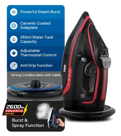 Sanford Cordless Steam Iron | 2200W | 360° Easy Dock | Ceramic Soleplate | 350ml Tank | 5 Steam Modes