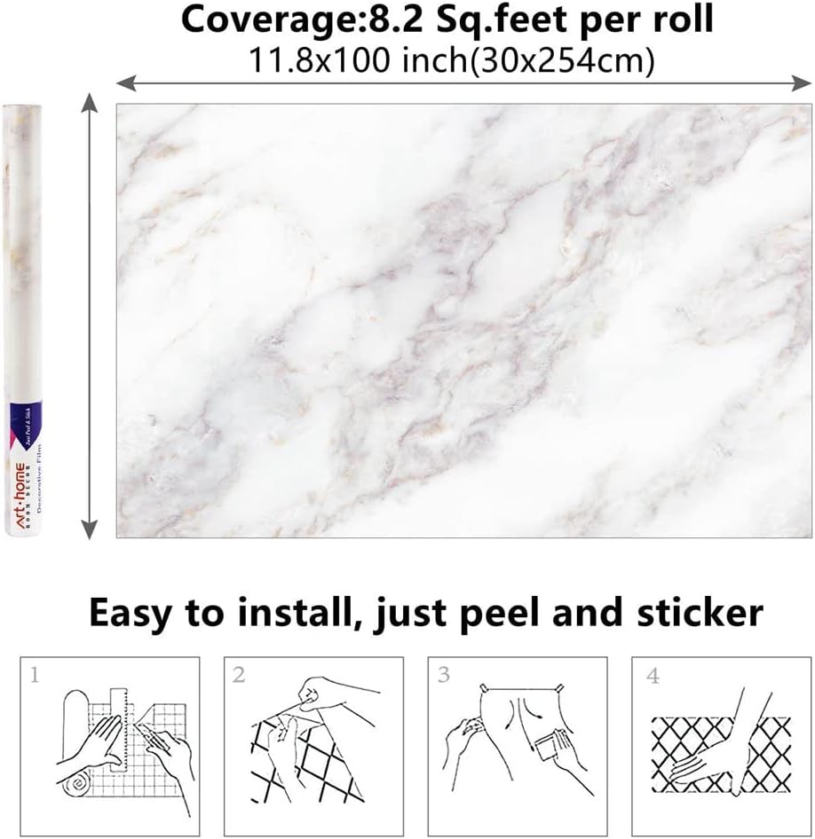 Marble 60cm by 500 cm Self Adhesive Contact paper Countertop,Kitchen,Shelf Liner