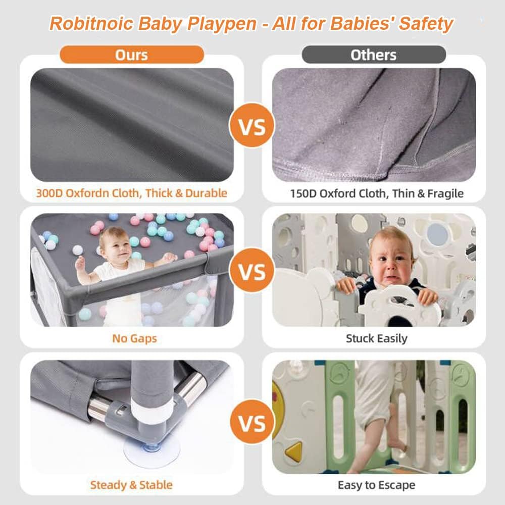 Baby Playpen, Playpen for Babies and Toddlers, Kids Safety Playard with Anti-Collision Foam