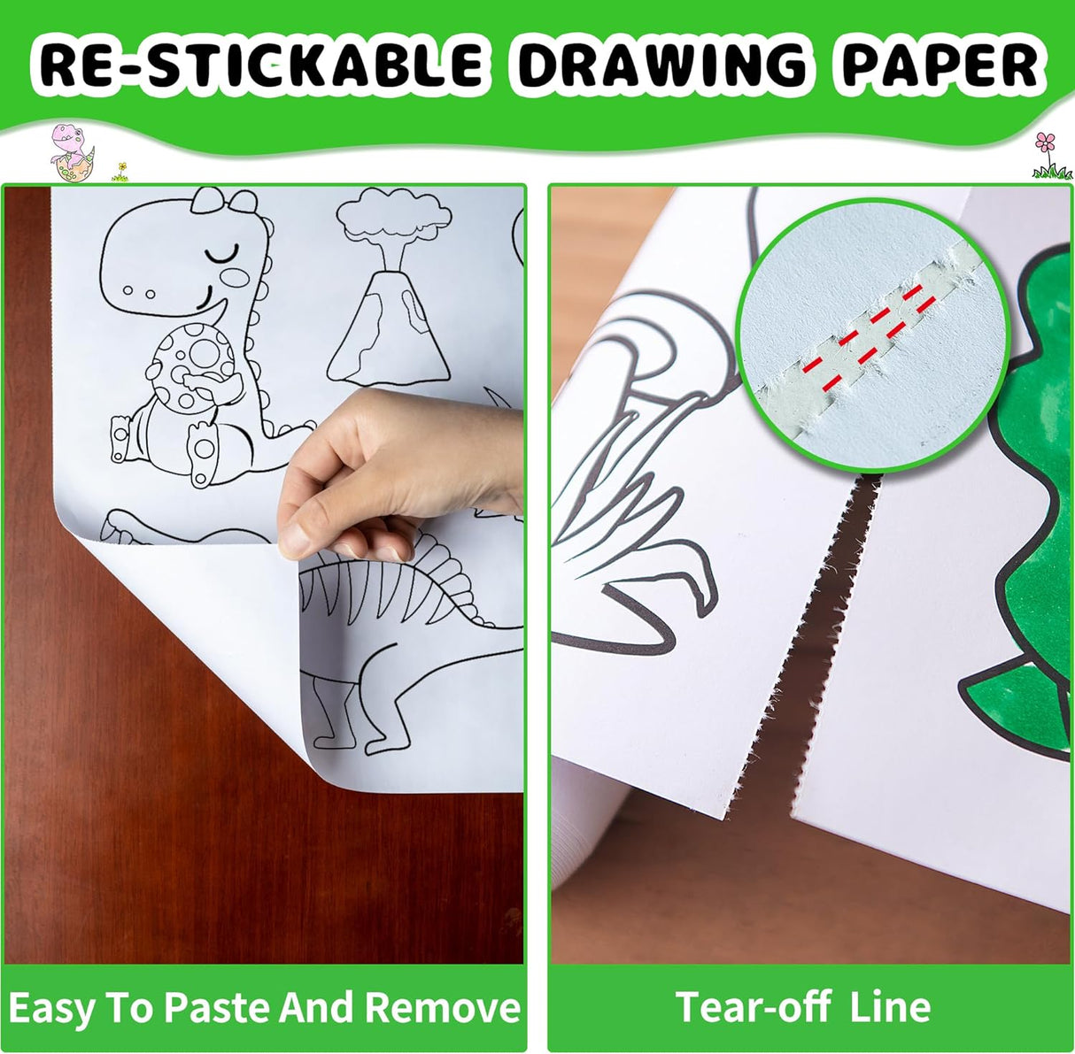 Drawing Roll for Kids, Sticky Coloring Paper Rolls with Colored Pencil