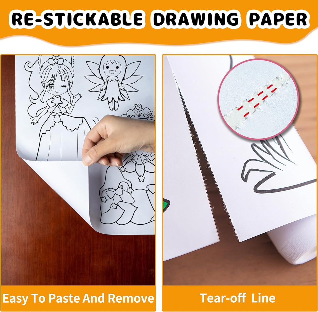Drawing Roll for Kids, Sticky Coloring Paper Rolls with Colored Pencil
