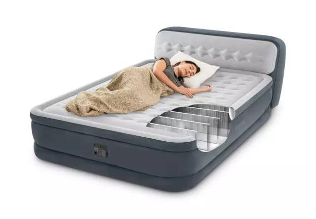 Intex Dura-Beam Deluxe Queen-Sized Air Mattress Comforting Bed with Built-in Electric Pump