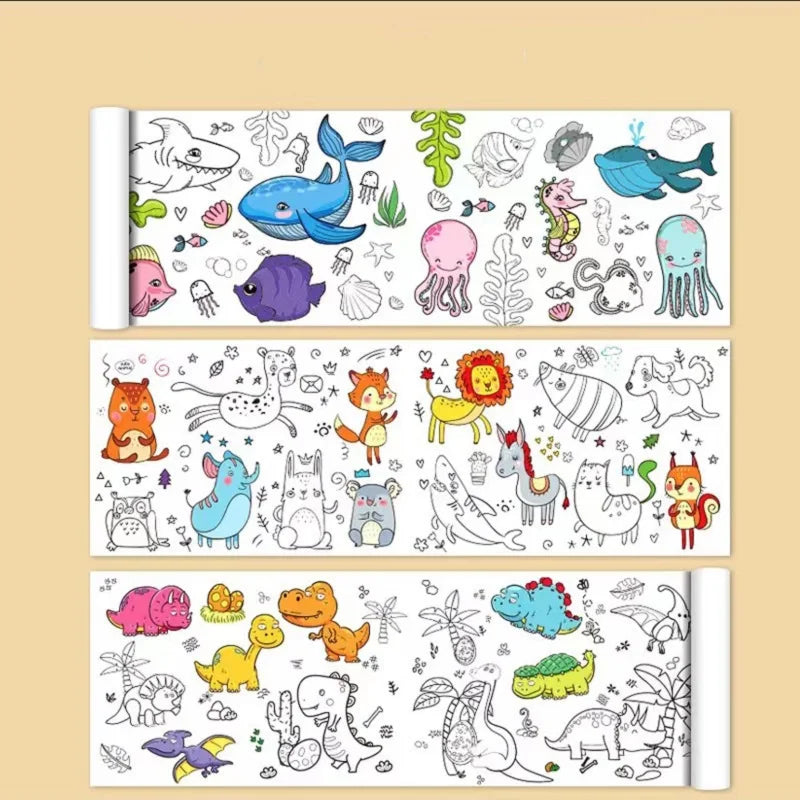 Children Coloring Roll Graffiti Drawing Paper Chart 2pcs