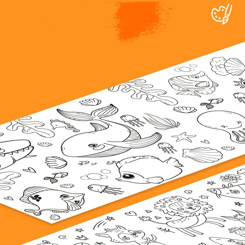 Children Coloring Roll Graffiti Drawing Paper Chart 2pcs