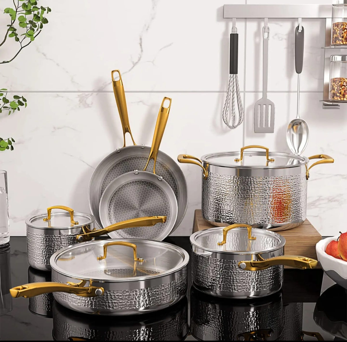 Uakeen Germany tri-ply stainless steel cookware set, sold in Kenya by Homelux Kenya
