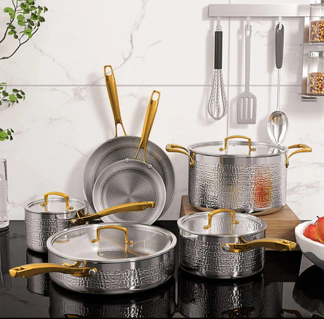 Uakeen Germany tri-ply stainless steel cookware set, sold in Kenya by Homelux Kenya