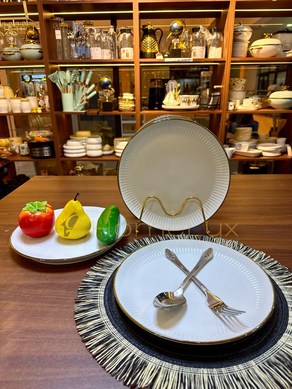 Ceramic Dinner Plates Set (6pcs)  Flower Design Round Plates