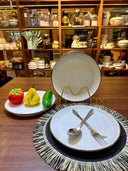 Ceramic Dinner Plates Set (6pcs)  Flower Design Round Plates