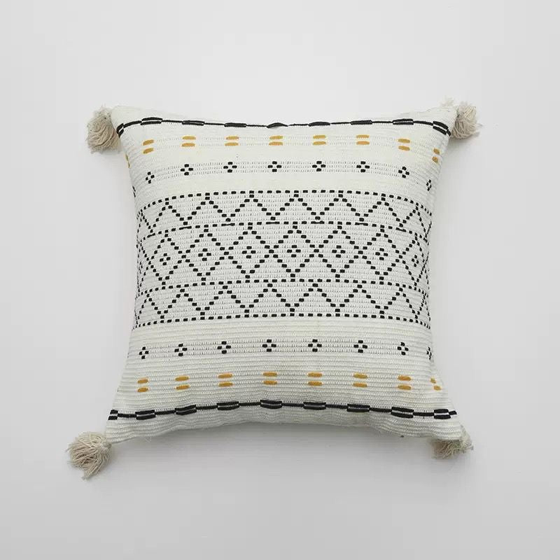 Boho Cotton Woven Pillowcases 45x45cm | Tufted Tassel Cushion Cover for Sofa Decor