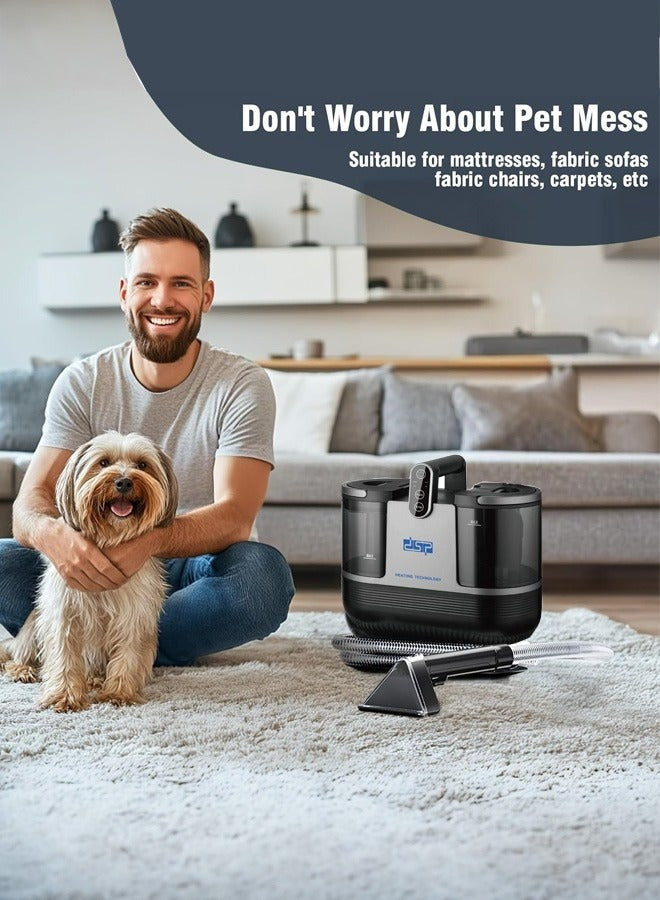 Portable Vacuum Cleaner Machine, 1700W Powerful Motor 3 IN 1 Spot Cleaner Lightweight Multifunctional Machine,1.25L/900ml Double Tank Compact Design for Sofa, Carpet, Car and Pet Pads