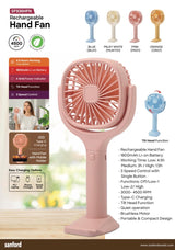 Sanford Rechargeable USB Hand Fan  3 Speed Control, 4.5 Hours Long Run Time – Portable Folding Fan for Home, Office, Outdoor, Events