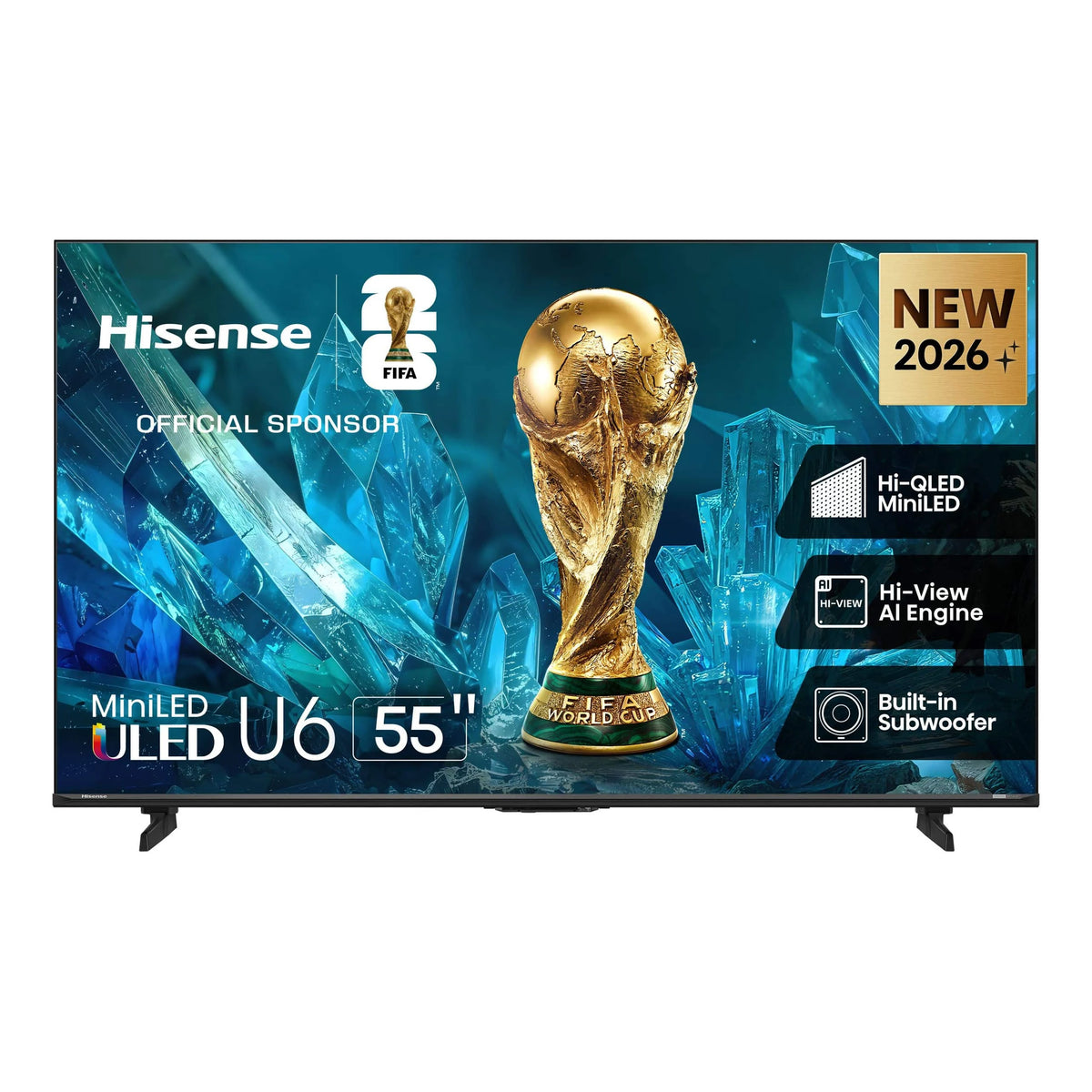 Hisense 55 inch U6S ULED Mini-LED 4K smart TV, front view