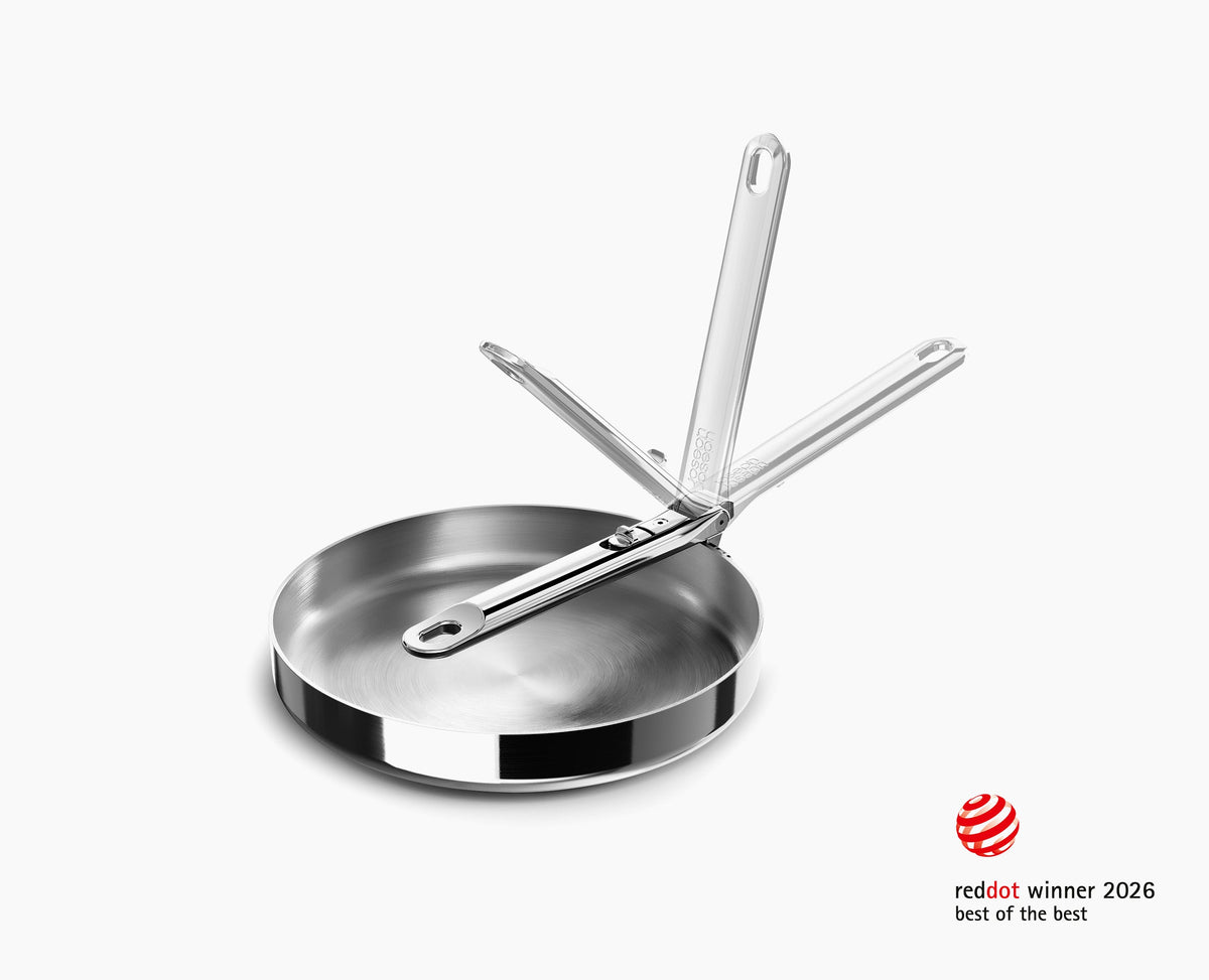 Joseph Joseph Space Steel 24cm stainless steel frying pan, sold in Kenya by Homelux Kenya