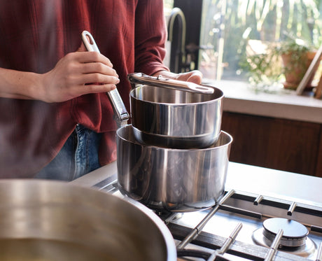 Joseph Joseph Space Steel cookware set on an induction hob, Homelux Kenya