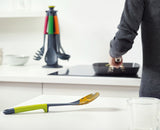 The Elevate carousel stand loaded with all six multicolour kitchen tools, viewed from the side