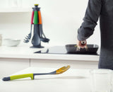 All six Elevate tools laid out flat — slotted spoon, spaghetti server, solid spoon, slotted turner, flexible turner and ladle