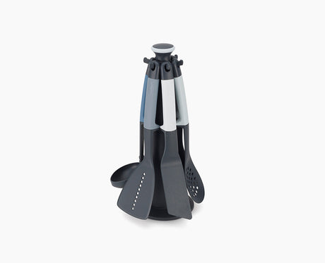 Joseph Joseph Elevate Editions six-piece utensil set in blue on its rotating carousel stand