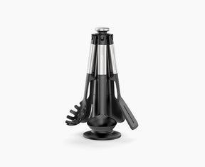Joseph Joseph Elevate five-piece silicone and stainless-steel utensil set on its rotating stand