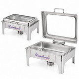 Divine Touch 9L Stainless Steel Silver Rectangle Hydraulic Chafing Dish with Visible Glass - DT-931 Single