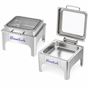 Divine Touch 6L Stainless Steel Gold Square Hydraulic Chafing Dish with Visible Glass - DT-631G Single