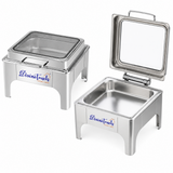 Divine Touch 6L Stainless Steel Gold Square Hydraulic Chafing Dish with Visible Glass - DT-631G Single